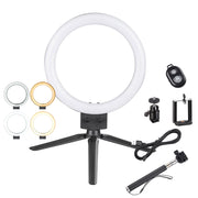 TheLAShop 8in Bi-Color Ring Light w/ Tripod & Phone Holder Selfie Stick Remote Image