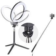 TheLAShop 8in Bi-Color Ring Light w/ Tripod & Phone Holder Selfie Stick Remote Image