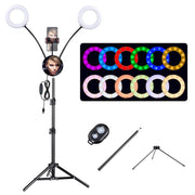 TheLAShop 7" Selfie Ring Light with Stand Mirror Remote RGB & Dimmable Image