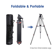 TheLAShop Pro Camera Tripod Kit Video Tripod 71" 3-Stage w/ Fluid Head Image