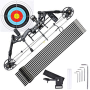 TheLAShop Archery Right Hand Compound Bow Set w/ 12 Carbon Arrows, Black Image