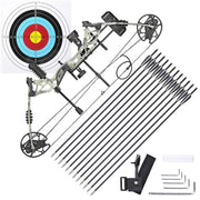 TheLAShop Archery Right Hand Compound Bow Set w/ 12 Carbon Arrows, Camo Image