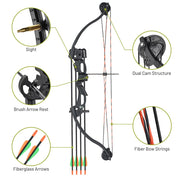 TheLAShop 20 lb Archery Junior Youth Compound Bow Set w/ 4 Arrows Image