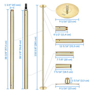 TheLAShop 9ft Brass Pole Spinning & Static Dancing Pole Golden Image