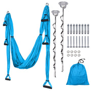 TheLAShop Yoga Aerial Trapeze Yoga Hammock with Heavy Duty Ceiling Hooks, Blue Image