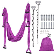 TheLAShop Yoga Aerial Trapeze Yoga Hammock with Heavy Duty Ceiling Hooks, Purple Image