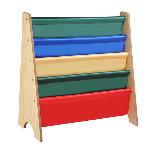 TheLAShop Kids Wood 5-Pocket Sling Bookshelf Book Display Rack Color Opt