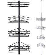 TheLAShop Tub Shower Corner Caddy Shelf Tension Pole w/ Baskets Color Opt, Black Image