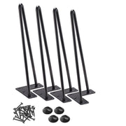 TheLAShop 12" Hairpin Legs Set of 4, 2-Rod Steel, Black Image