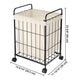 TheLAShop Rolling Laundry Basket Metal Canvas Clothes Hamper Image