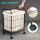 TheLAShop Rolling Laundry Basket Metal Canvas Clothes Hamper Image