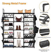 TheLAShop 9-Tier Shoe Rack Black Tall Metal Shoe Storage 42 Pairs Image