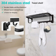 TheLAShop Wall Mounted 23" Towel Rack Shelf w/ Hook 304 SS Hotel Style Image