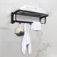 TheLAShop Wall Mounted 23" Towel Rack Shelf w/ Hook 304 SS Hotel Style, Matte Black Image