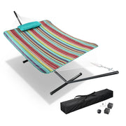 TheLAShop Heavy Duty Hammock with Stand, Net, Quilt & Pillow, Stripe Image