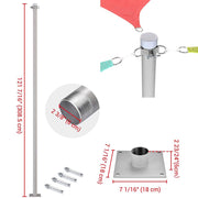 TheLAShop Shade Sail Post Pole Kit (Base Plate, D-Ring & Clamp), 10ft Post Kit Silver Image