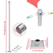 TheLAShop Shade Sail Post Pole Kit (Base Plate, D-Ring & Clamp), 8ft Post Kit Silver Image