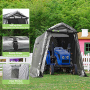 TheLAShop 6x8ft Carport Shed with Door Heavy Duty Portable Garage Image