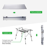 TheLAShop Aluminum Folding Camping Table Rollup Adjustable Height Image