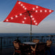 TheLAShop 10ft Rectangular Umbrella with Solar Lights, Red Image