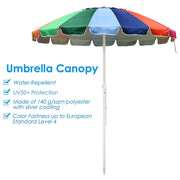 TheLAShop 7 Ft Tilt Outdoor Rainbow Beach Patio Umbrella w/ Sand Anchor Image