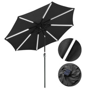 TheLAShop Solar Patio Umbrella Tilt Table Umbrella w/ Lights 9ft 8-Rib, Black Image