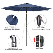 TheLAShop Solar Patio Umbrella Tilt Table Umbrella w/ Lights 9ft 8-Rib Image