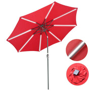 TheLAShop Solar Outdoor Umbrella with Lights Tilting Umbrella 10ft 8-Rib, Red Image