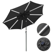 TheLAShop Solar Outdoor Umbrella with Lights Tilting Umbrella 10ft 8-Rib, Black Image