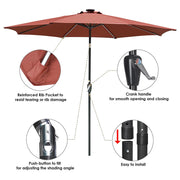 TheLAShop Solar Outdoor Umbrella with Lights Tilting Umbrella 10ft 8-Rib Image