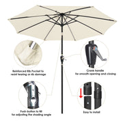 TheLAShop Patio Umbrella with Solar Lights Tilt Umbrella 9 ft 8-Rib Image