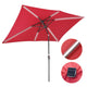 TheLAShop Rectangular Patio Umbrella Tilt Umbrella w/ Lights 10x6.5 ft 6-Ribb, Red Image