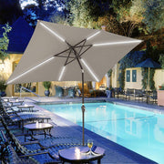 TheLAShop Rectangular Patio Umbrella Tilt Umbrella w/ Lights 10x6.5 ft 6-Rib Image