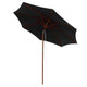 TheLAShop 9 Ft 8-Rib Wooden Patio Umbrella Tilt Color Options, Black Image