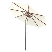 TheLAShop 9 Ft 8-Rib Wooden Patio Umbrella Tilt Color Options, Cream White Image