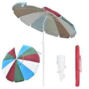 TheLAShop 6ft Tilt Beach Umbrella with Anchor 12-Rib Rainbow Image