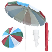 TheLAShop 7ft Tilt Beach Umbrella with Anchor 12-Rib, Rainbow Image