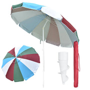 TheLAShop 8ft Tilt Beach Umbrella with Anchor 12-Rib Rainbow Image