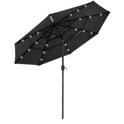 TheLAShop 9 ft 3-Tiered Tilting Patio Umbrella with Lights 8-Rib, Black Image