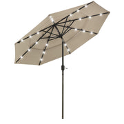 TheLAShop 9 ft 3-Tiered Tilting Patio Umbrella with Lights 8-Rib, Khaki Image