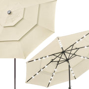 TheLAShop 10 ft 3-Tiered Tilting Patio Umbrella with Lights 8-Rib Image