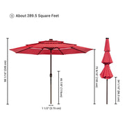 TheLAShop 10 ft 3-Tiered Tilting Patio Umbrella with Lights 8-Rib, Flame Scarlet Image