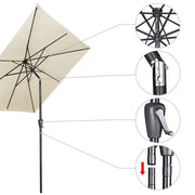 TheLAShop 9Ft 8-Rib Square Patio Umbrella with Solar Lights Tilt & Crank Image