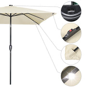 TheLAShop 9Ft 8-Rib Square Patio Umbrella with Solar Lights Tilt & Crank Image