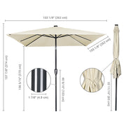 TheLAShop 9Ft 8-Rib Square Patio Umbrella with Solar Lights Tilt & Crank Image