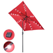 TheLAShop 9Ft 8-Rib Square Patio Umbrella with Solar Lights Tilt & Crank, Red Image