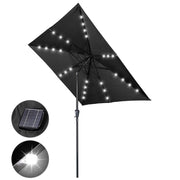 TheLAShop 9Ft 8-Rib Square Patio Umbrella with Solar Lights Tilt & Crank, Black Image