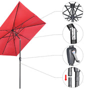 TheLAShop 10Ft 8-Rib Square Patio Umbrella with Solar Lights Tilt & Crank Image