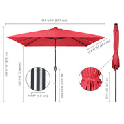 TheLAShop 10Ft 8-Rib Square Patio Umbrella with Solar Lights Tilt & Crank Image