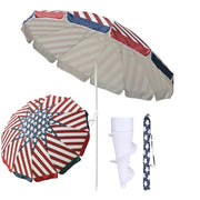 TheLAShop 8 Ft Tilt Beach Umbrella with Anchor 12-Rib, USA Flag Image